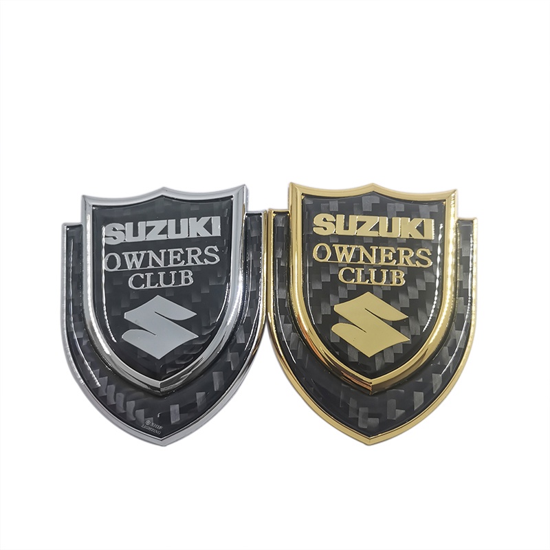 1pc Stiker Emblem Logo SUZUKI Owners Club Bahan Metal Carbon Fiber Untuk Mobil SUZUKI