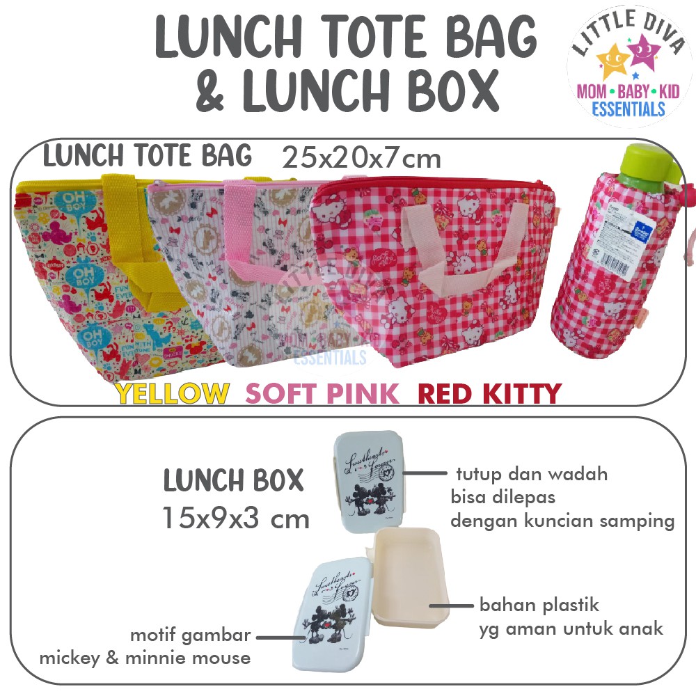 TAS BEKAL LUNCH TOTE BAG BOX -  BOTTLE HOLDER tas wadah botol minuman alumunium foil anak