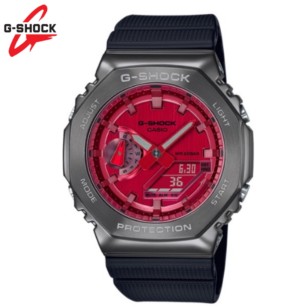 JAM TANGAN PRIA G-SHOCK GM-2100 A METAL COVERED STAINLESS STEEL Octagonal Farm Oak Watch