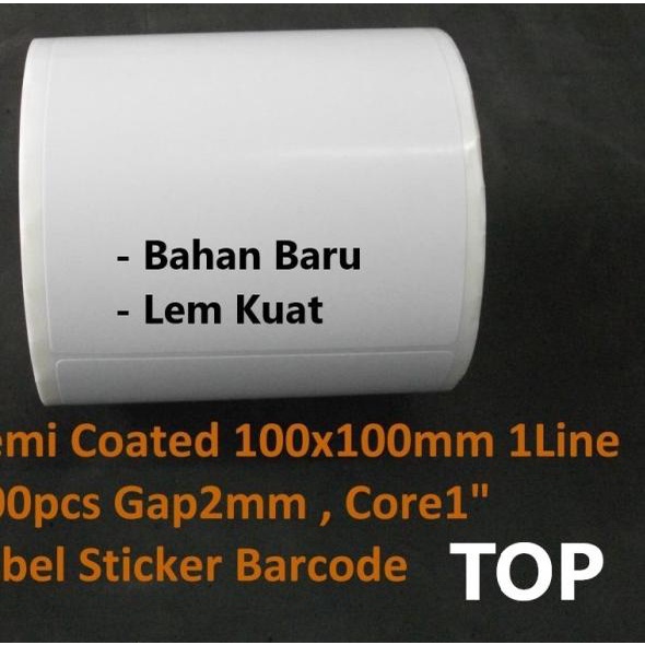 

✰ 100x100mm 1Line 500pcs core1"gap,Semi Coated Label sticker bare ✥