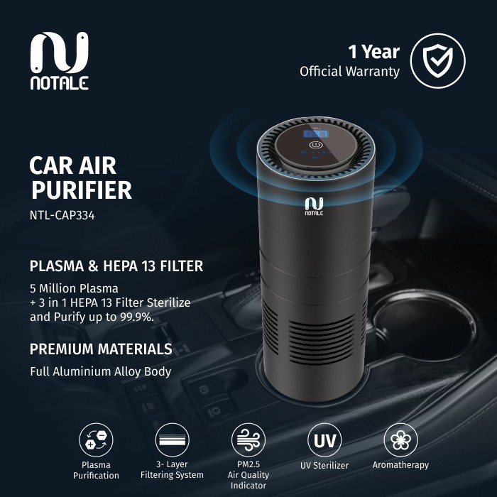 Notale Portable Car Air Purifier UVC Plasma HEPA 13 Garansi Resmi