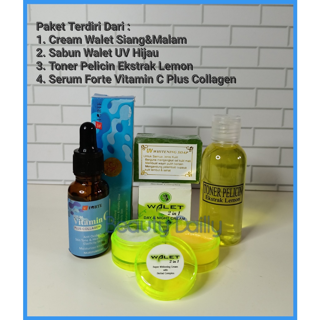 Paket  Walet Plus Toner Pelicin & Serum / Paket Cream Walet Susun Siang & Malam + Sabun Walet UV Hij