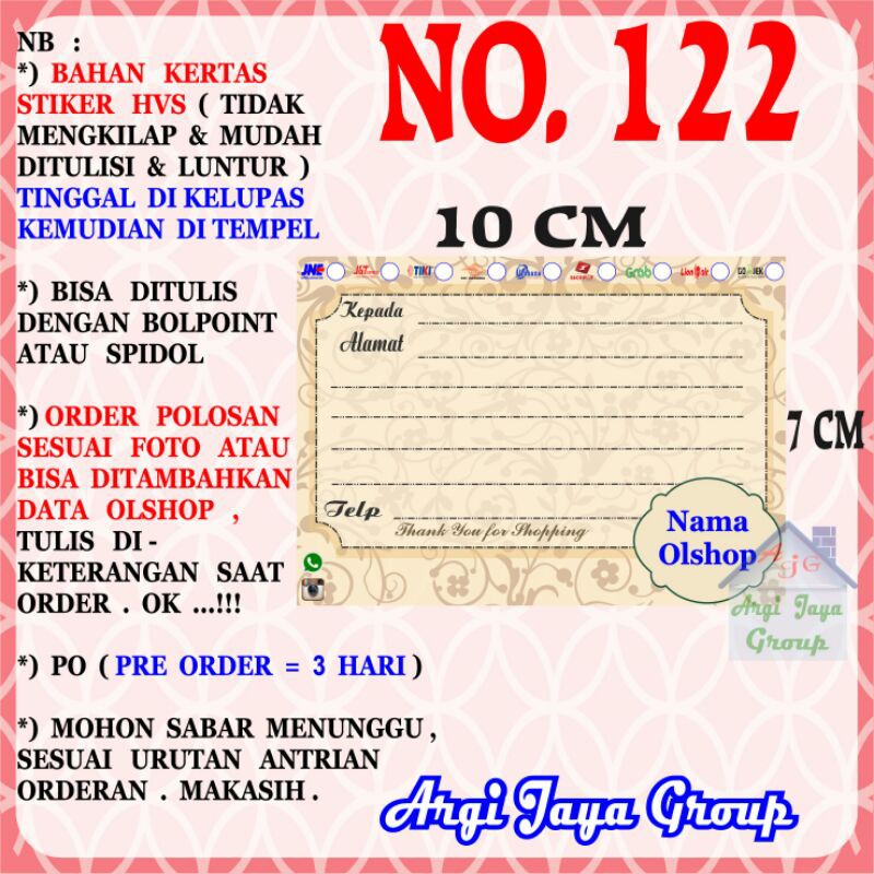 

Stiker HVS - Stiker Pengiriman - Sticker Alamat Olshop Murah Nomer 122-10x7cm