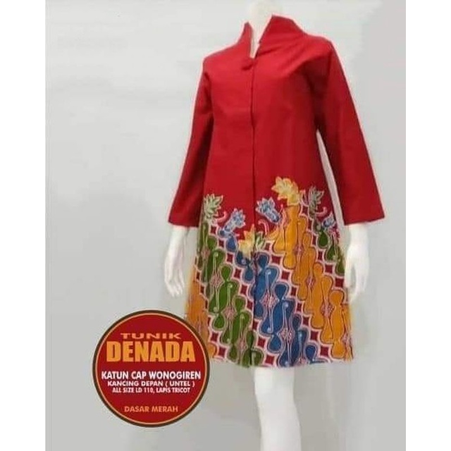 DENADA TUNIK  / DRESS WANITA BATIK CAP LAPIS FURING / TRIKOT