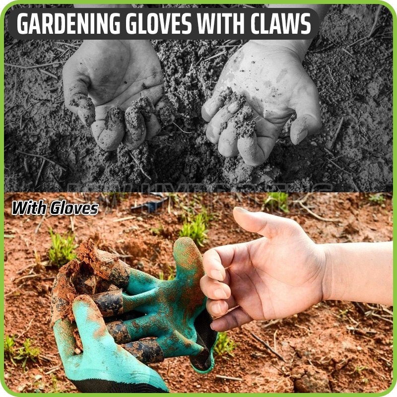 Gardening Gloves with Claws / 1 Pasang Sarung Tangan Cakar Berkebun