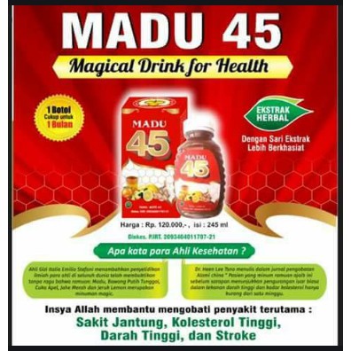 ( Original ) MADU 45 Herbal Terapi Jantung Kolesterol Darah Tinggi Diabetes Trigliserida Terpercaya