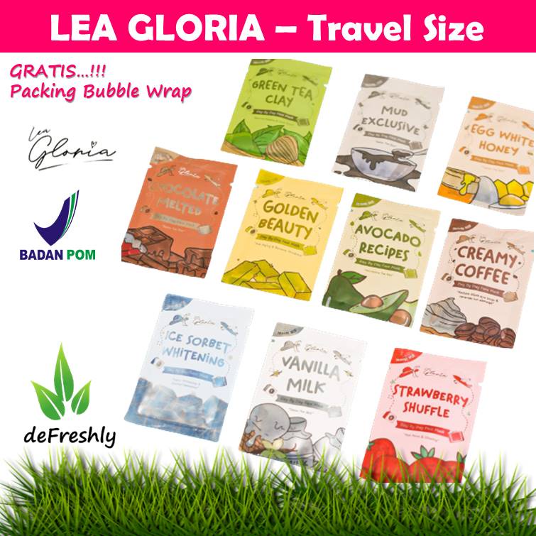 Masker LEA GLORIA Travel Size 10gr (Face Mask Lea) BPOM 10gram mini Masker Wajah Bubuk by LEA