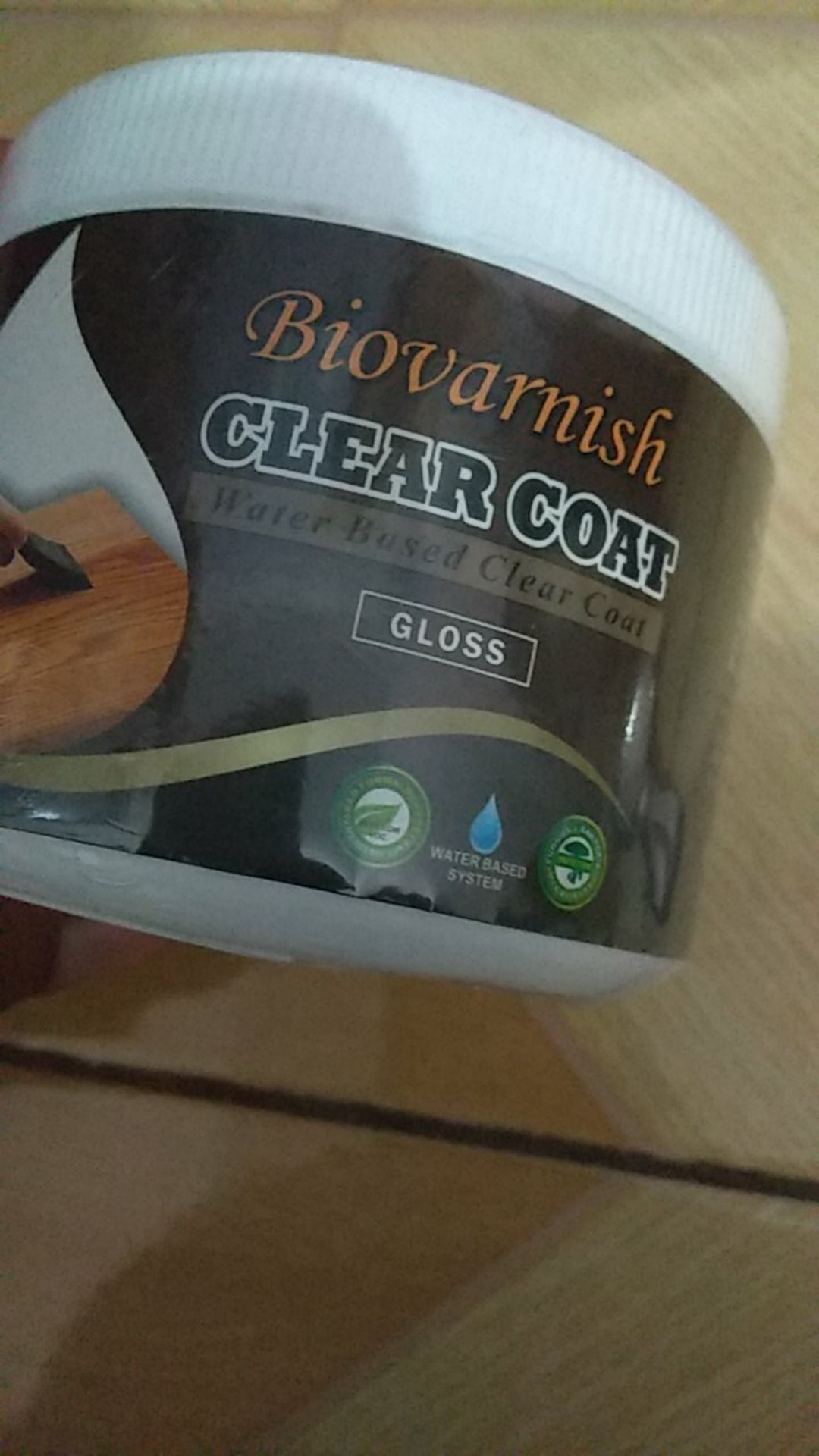 Finishing Kayu Waterbased Biovarnish Clearcoat Gloss Kemasan Mini Can