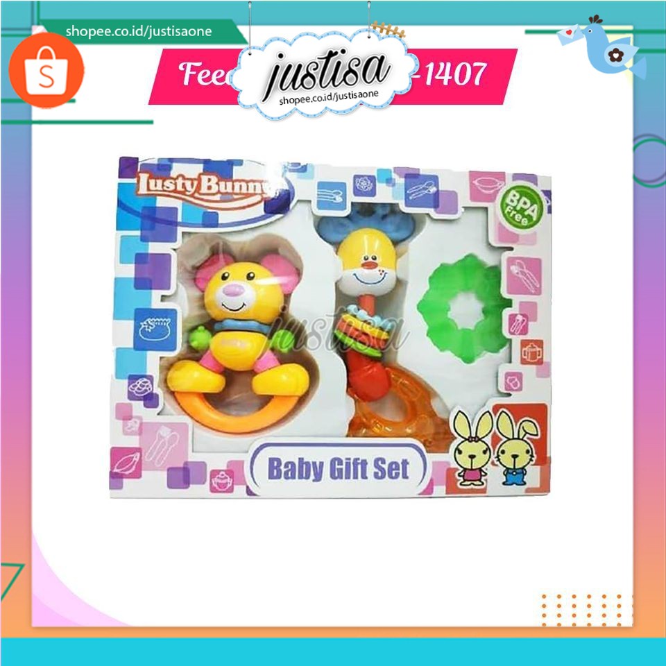 Promo !! Lusty Bunny Gift Set Rattle Baby Toys 3in1/Mainan bayi - mainan bayi isi 3pcs lb 1407