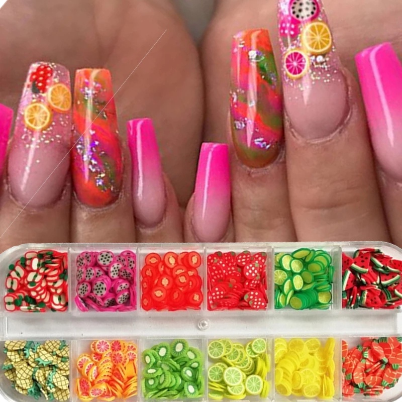 12kisi 3D Plastik Bunga Buah Kuku Dekorasi DIY Nail Art Tips Manicure Polish Decor Aksesoris