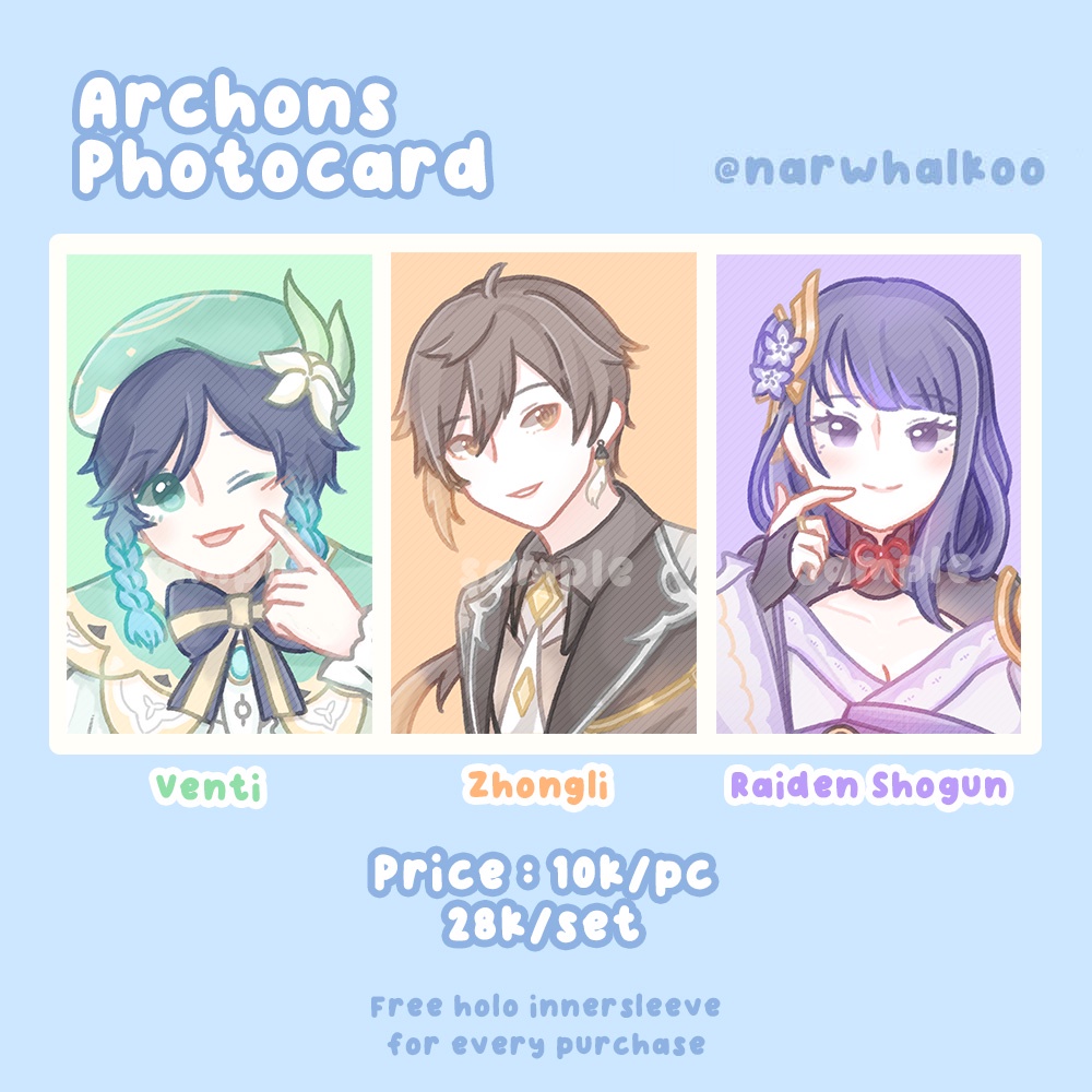 Archons Photocard Genshin Fanmade Merch
