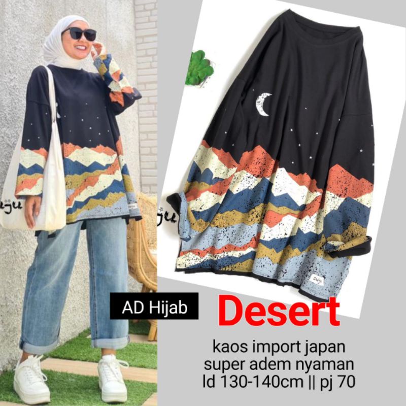 BAJU ATASAN WANITA JUMBO BIG SIZE KAOS LD 130-140 // DESERT TUNIK BY AD HIJAB FASHION HQ/TUNIK BIGSI