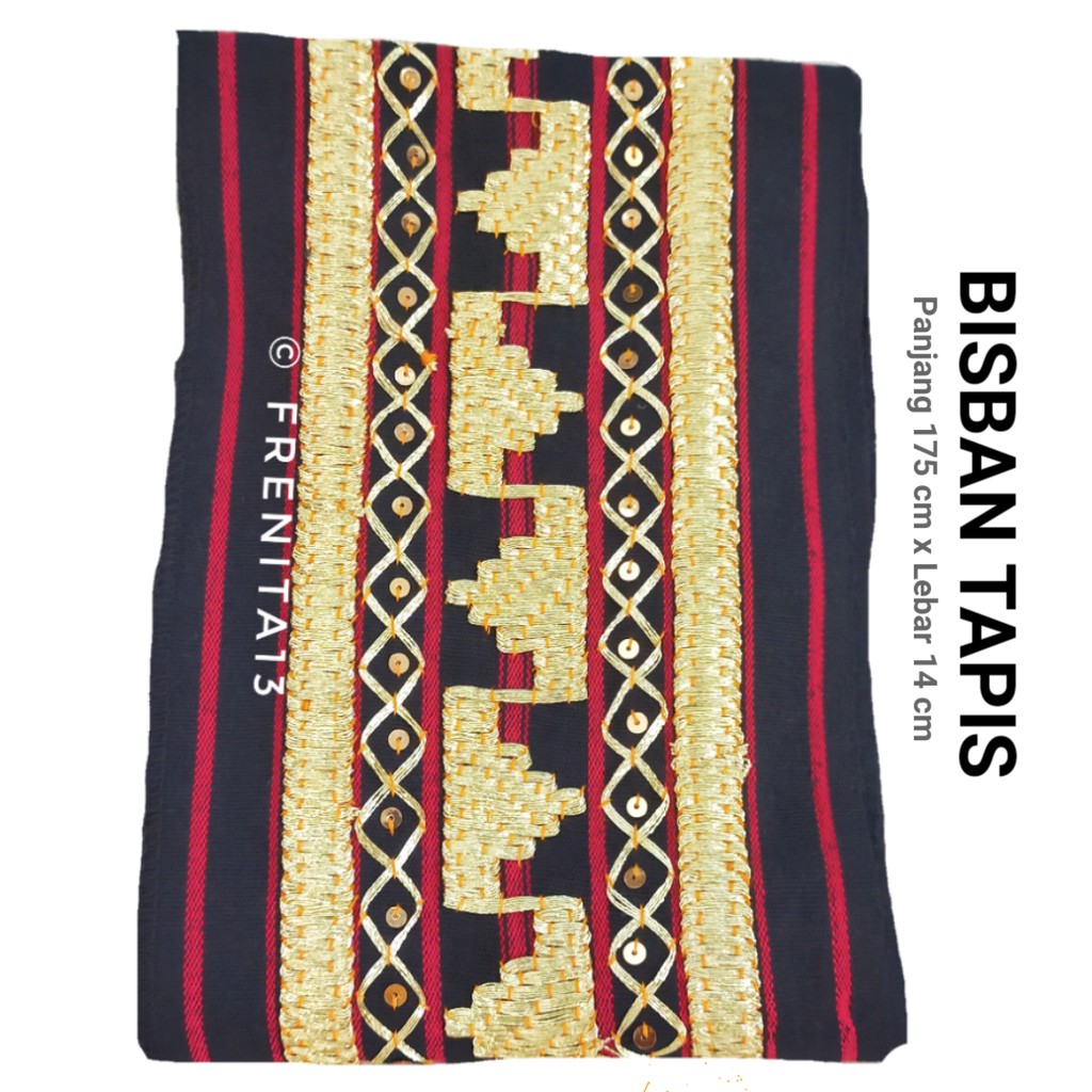 [BISA COD] Bisban / Selendang / List Tapis Khas Lampung asli Sulaman-Jerat tajuk hitam