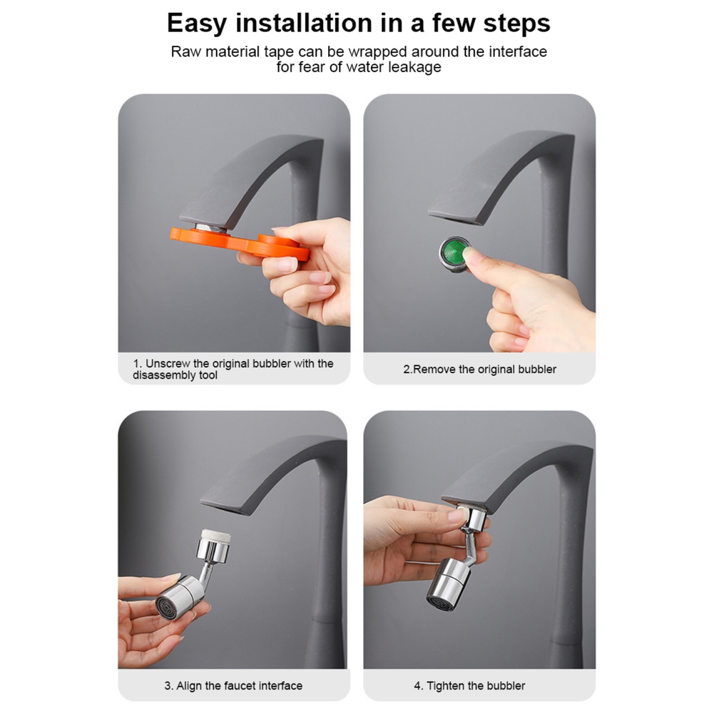 ღ Universal Faucet Splash BUKTI Kepala Nozzle Sendi Eksternal Diputar Tekanan Tahan Bocor Filter Extender Universal Wastafel Dapur Alat