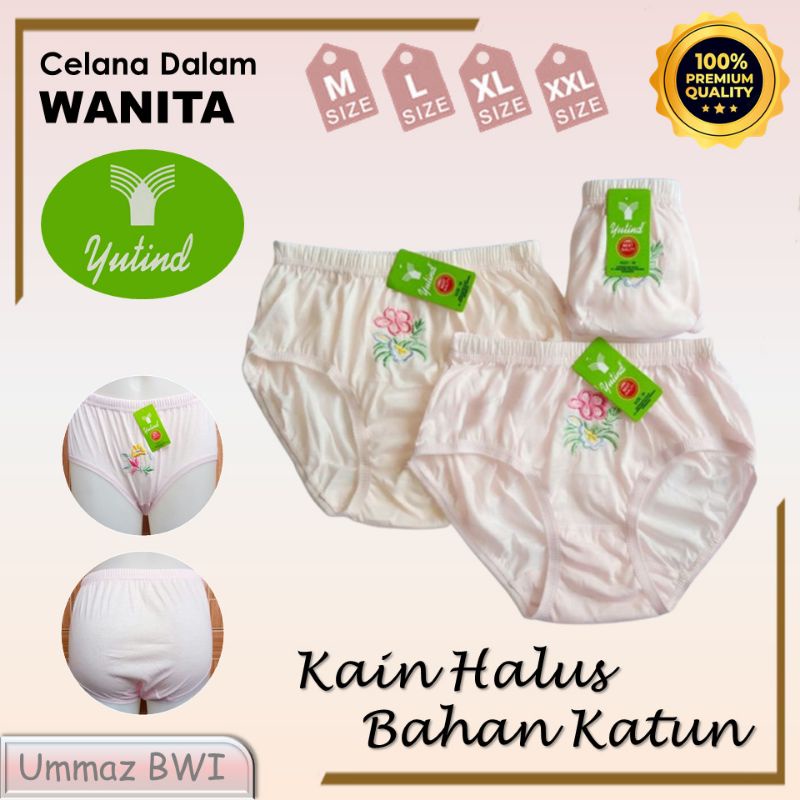 Yutind CD Celana Dalam Wanita Medium Jumbo Bahan Katun Gambar Bordir