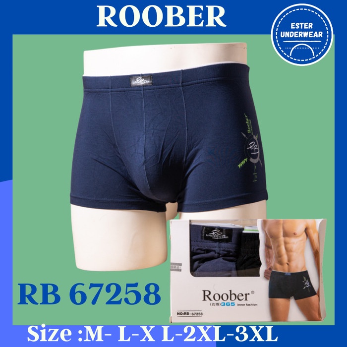 Celana Boxer Pria Roober RB 67258 Isi 2Pcs/Pack Bahan Soft Viscose