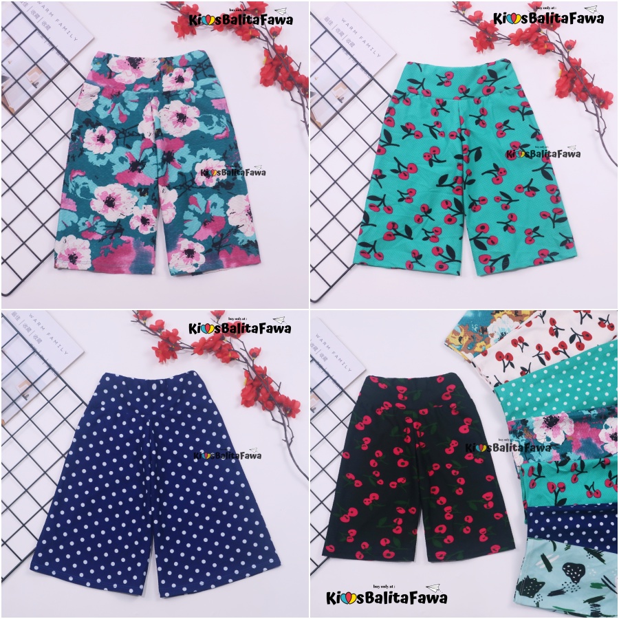 Kulot Motif Uk. 3-4 Tahun / Celana 3per4 Anak Cewek Skirt Murah Celana Pendek Pants Adem Kulot