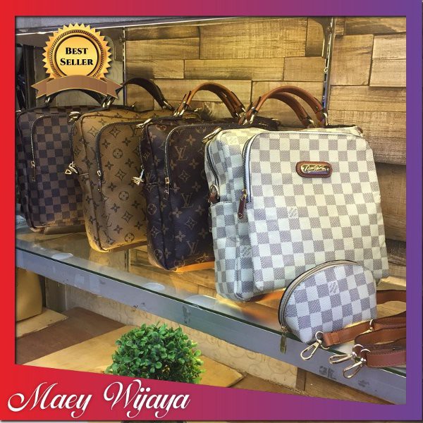(B) BEST SELLER TAS FASHION CEWEK TAS RANSEL SELEMPANG WANITA LV AYU TINGTING