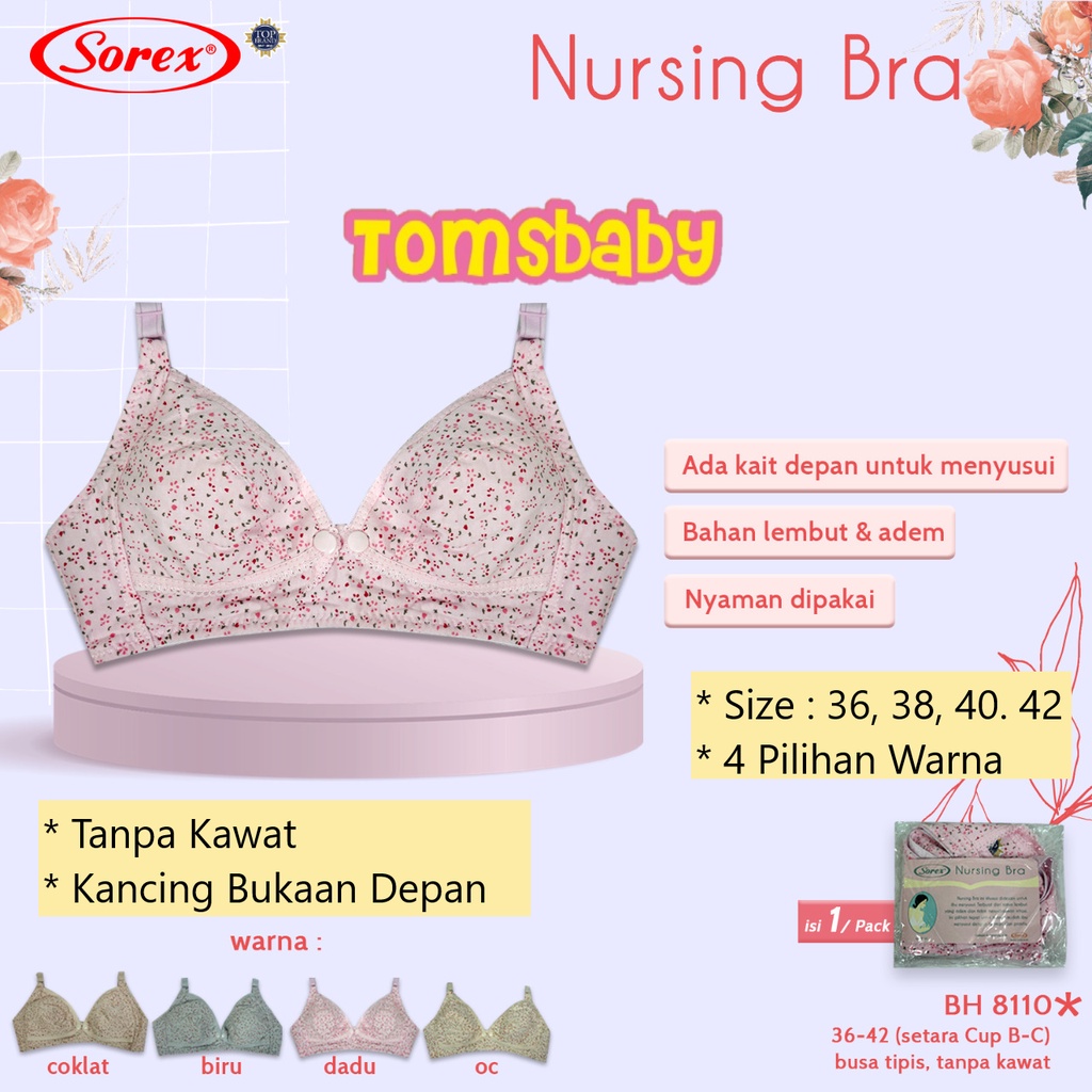 [TOMS] SOREX 8110 Bra Menyusui Kancing Depan TANPA Kawat TANPA Busa