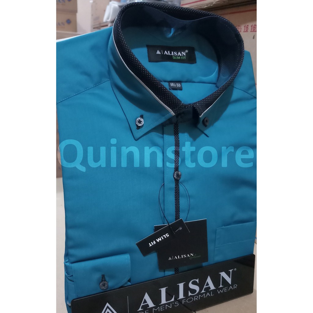 ALISAN Original Kemeja Polos-Kombinasi Lengan Panjang - SLIM FIT - TOSCA