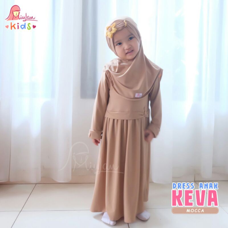 Dress Muslim Anak KEVA | MiuLan Kids | Baju Pakaian Muslim Gaun Anak Cewek Setelan Muslim Murah