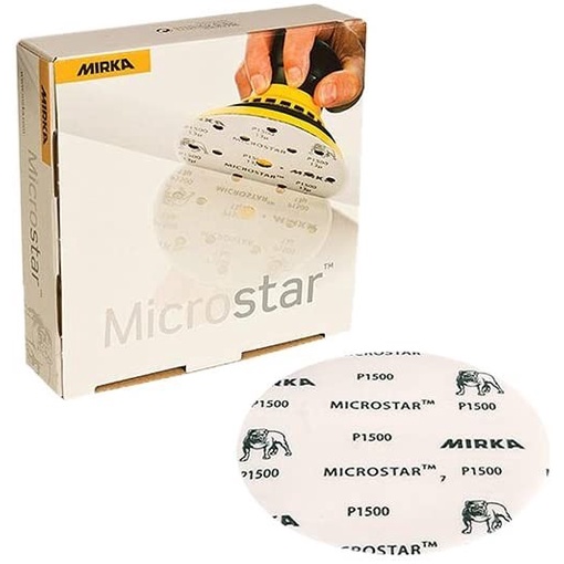 100 pcs Amplas Kertas Film Bulat Velcro Mirka Microstar Disc 6" Hookit Hole 15 P 1200 1500 2000 2500