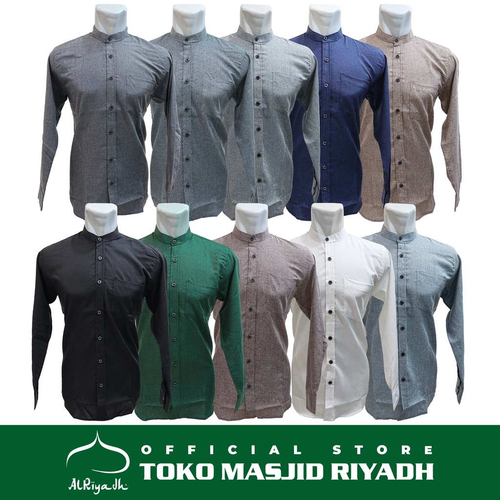 Baju Kemeja Koko ZAWEEYA Executive Kain Madina Polos Warna