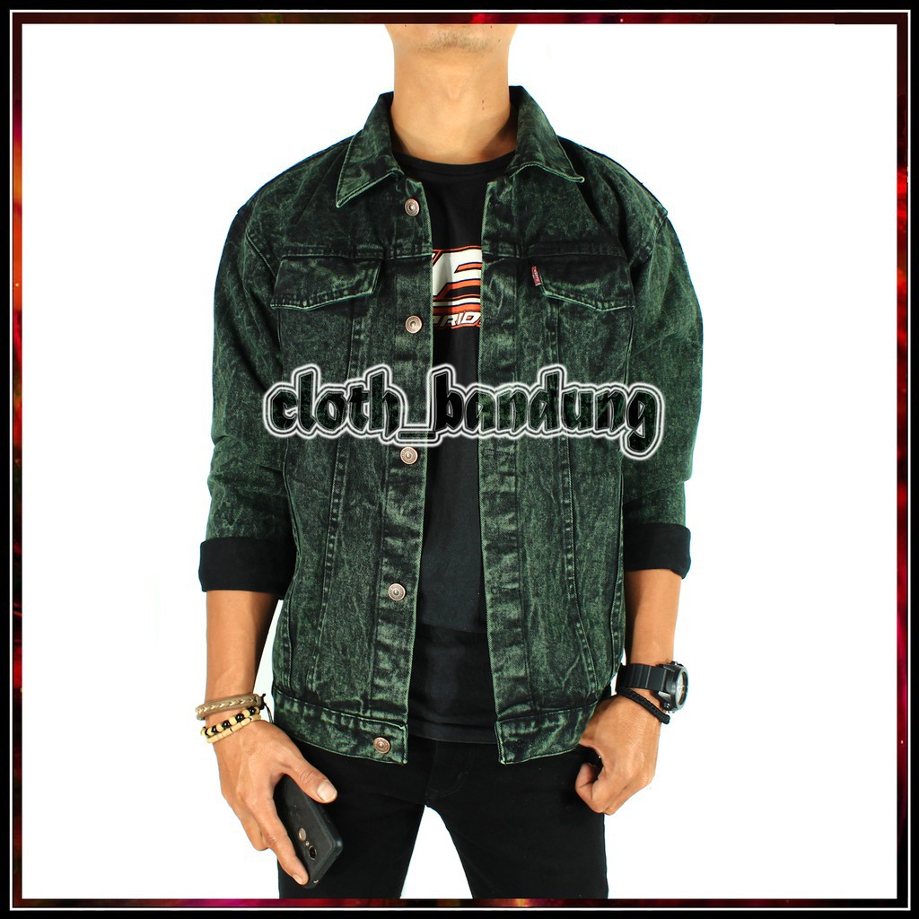 Jaket Jeans Sandwash Levis Ukuran L XL-Green Sandwash