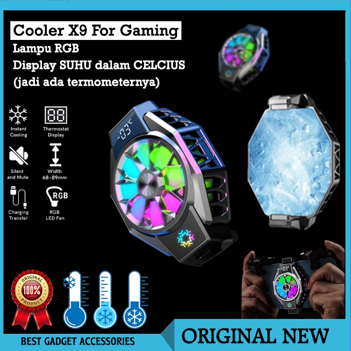 Funcooler X9 Gaming Cooler HP Cooling fan Pendingin Kipas android iphone ipon ff pubg mobile kuling pen