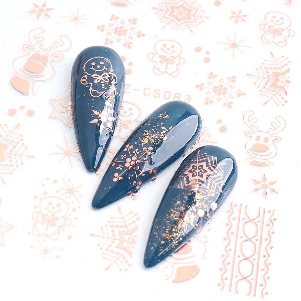 MXBEAUTY Stiker Kuku Natal Wanita Fashion Cinta Hati Manikur Aksesoris Snowman Nail Art Dekorasi