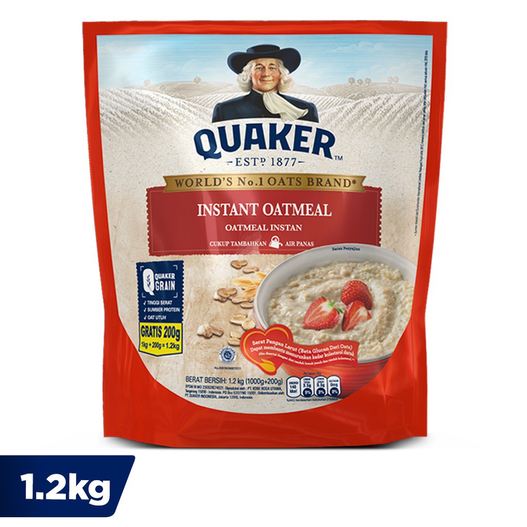 Quaker Oatmeal Instan Tanpa dimasak 1200 Gram