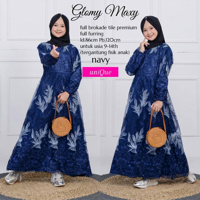 Glomy maxy kids ori by Unique || Gamis anak || Gamis brokat