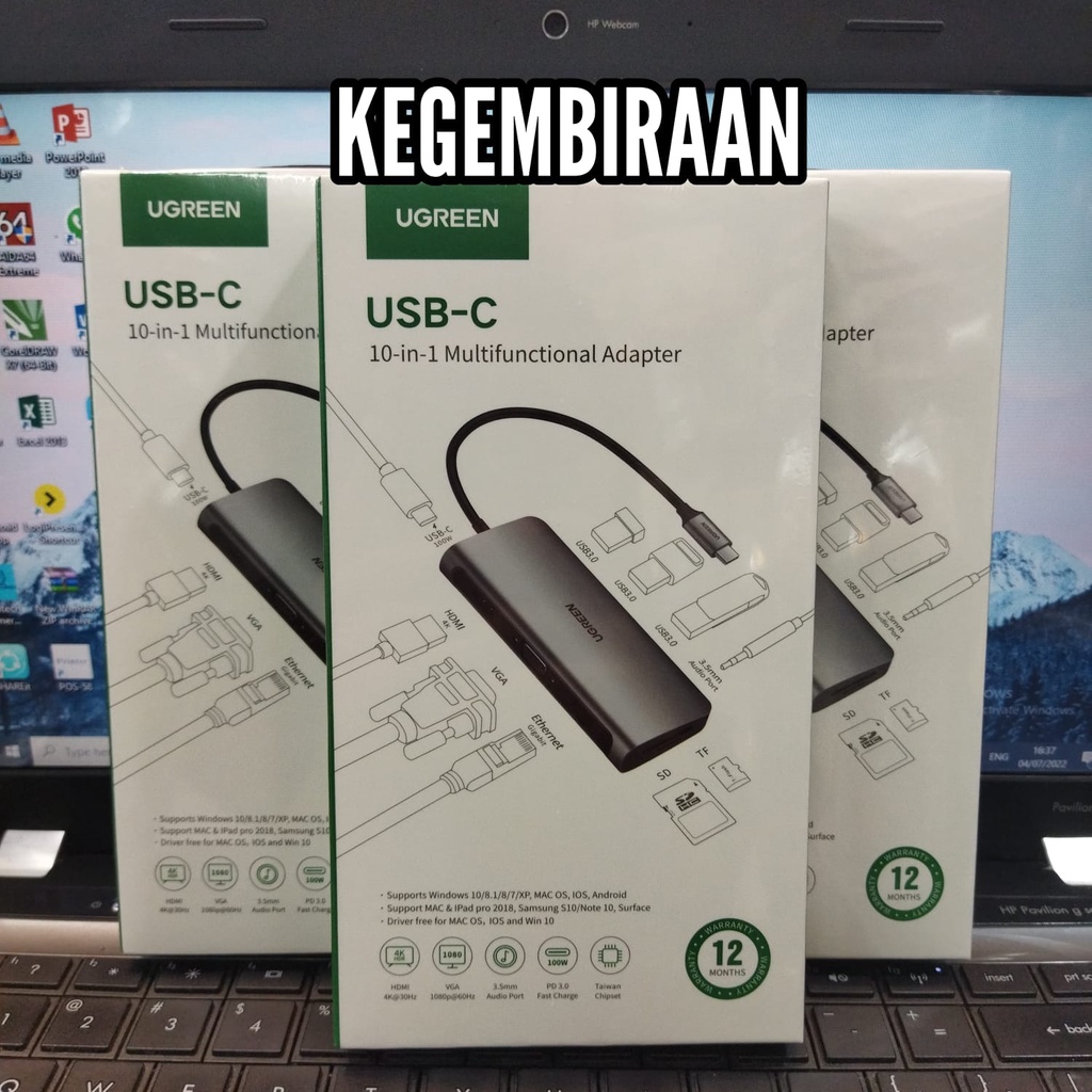 Ugreen 10in1 Usb Type C Multifunction Adapter Type C To Hdmi Vga Lan Usb C Audio AUx