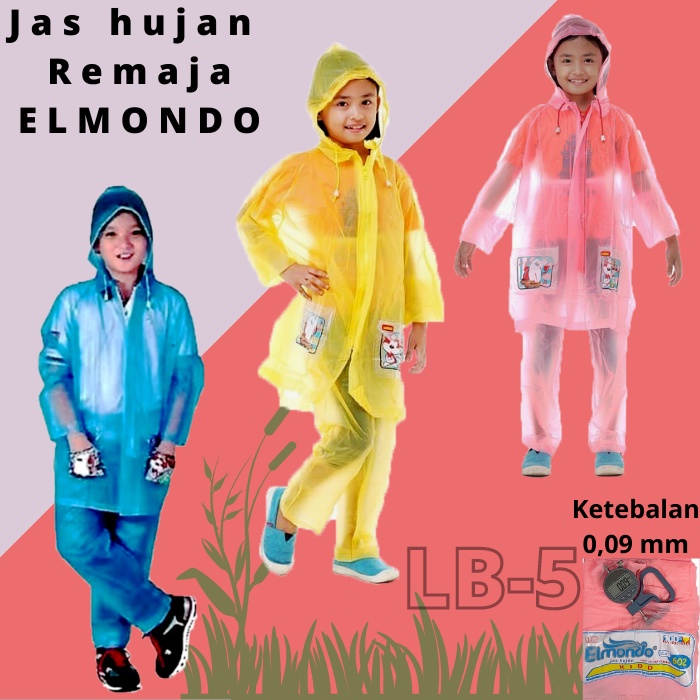 Mantel Hujan Setelan Jas Hujan Baju Celana Anak Remaja ABG Kid ELMONDO 602 - Raincoat Mantel Baju Celana Hujan Anak SD ABG Remaja