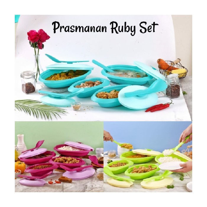 RUBY Prasmanan SET + 4pcs Sendok / Wadah Saji Makanan Prasmanan RUBY
