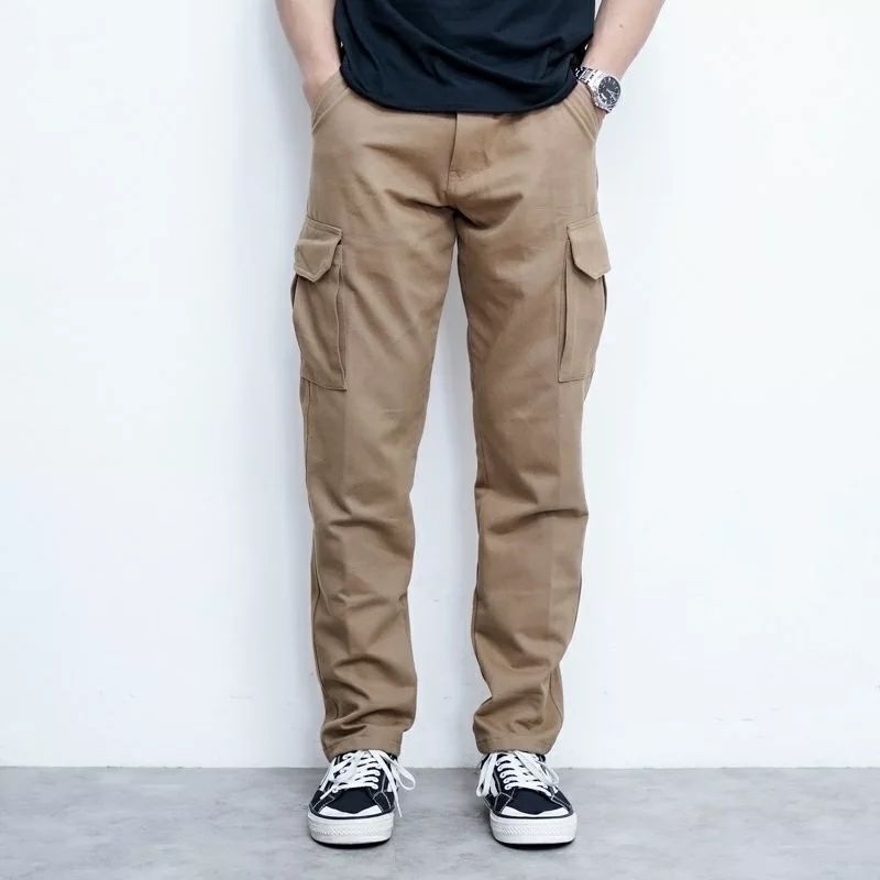 Celana Cargo Panjang Pria Dewasa Warna Hitam Army Cream Mocca Abu Size 27 - 38