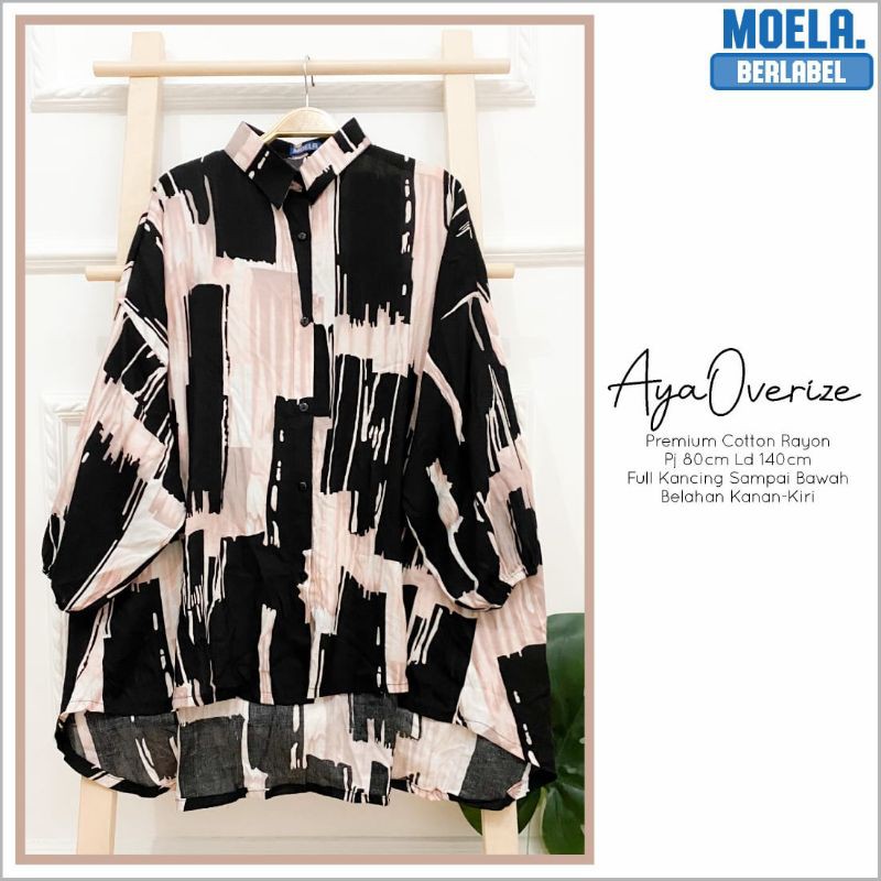 Blouse oversize motif abstrak oversize busui motif / blouse full kancing blouse jumbo murah / Aya