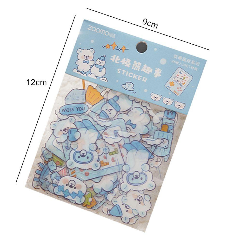 R-flower 46pcs Sticker DIY Album Colorful Animal Kawaii Kartun PET Stiker