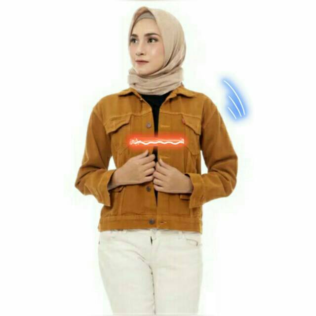 Jaket Jeans CROP Cewek Mustard Warna Warni