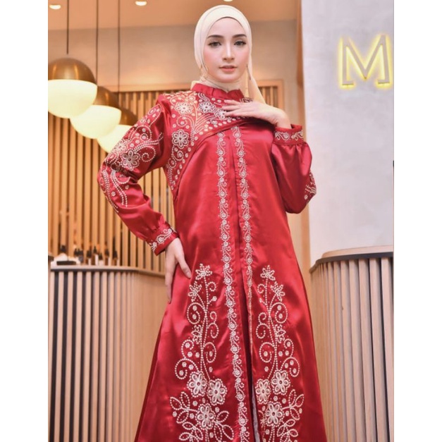 Gamis bordir satin crishtal