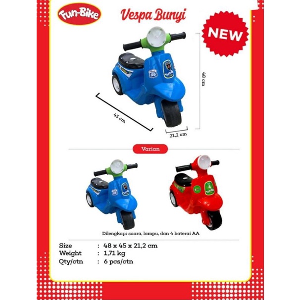 MAINAN MOTOR MUSIC MUSIK FUN BIKE MOTOR MOTORAN ANAK VESPA MINI BIKE FUN BIKE