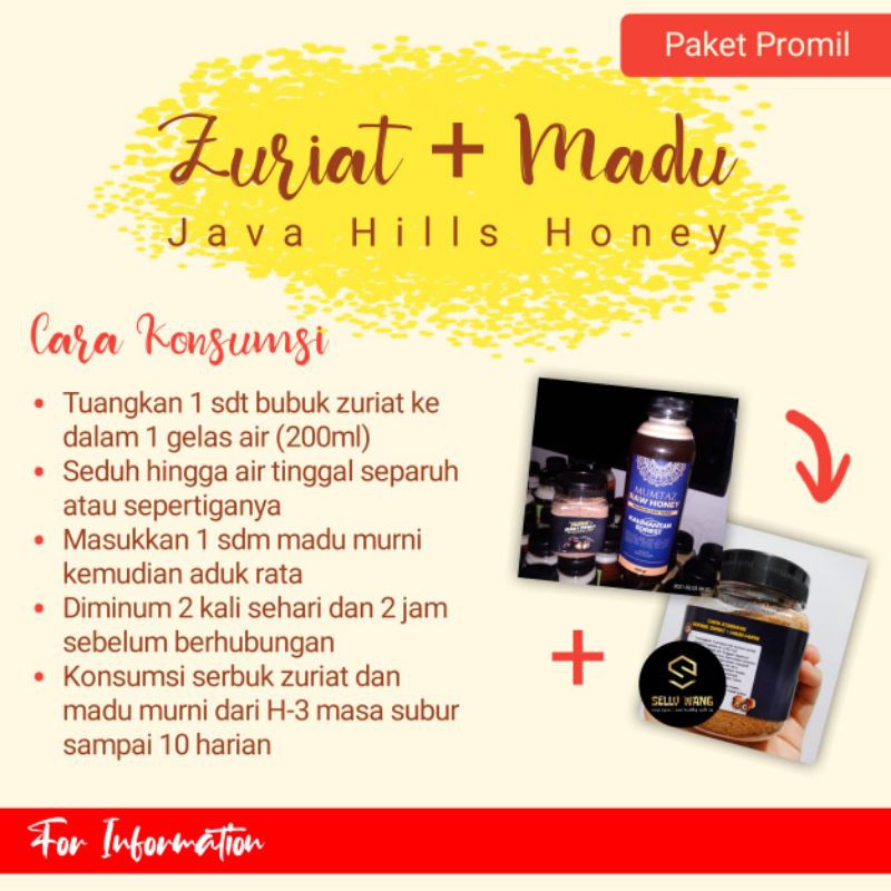 

Paket Promil Bubuk Zuriat mix Madu Multiflora