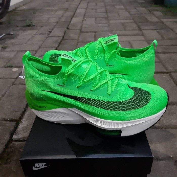 PUSAT SEPATU NIKE ZOOM ALPHAFLY NEXT% GREEN BLACK WHITE RUNNING SNEAKERS ORIGINAL IMPORT TERBARU