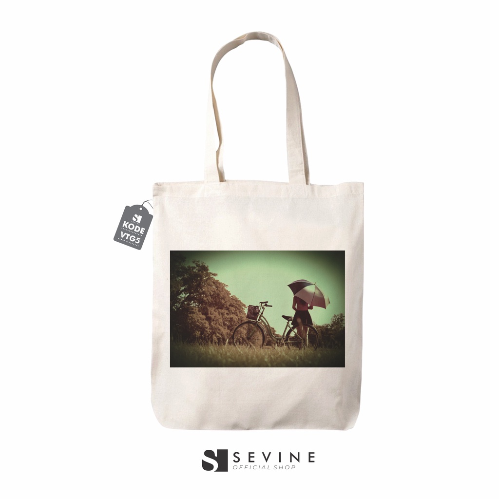 Sevine Totebag Premium Tas Tote Bag Resleting Fashion Wanita Drill Vintage Retro - VTG