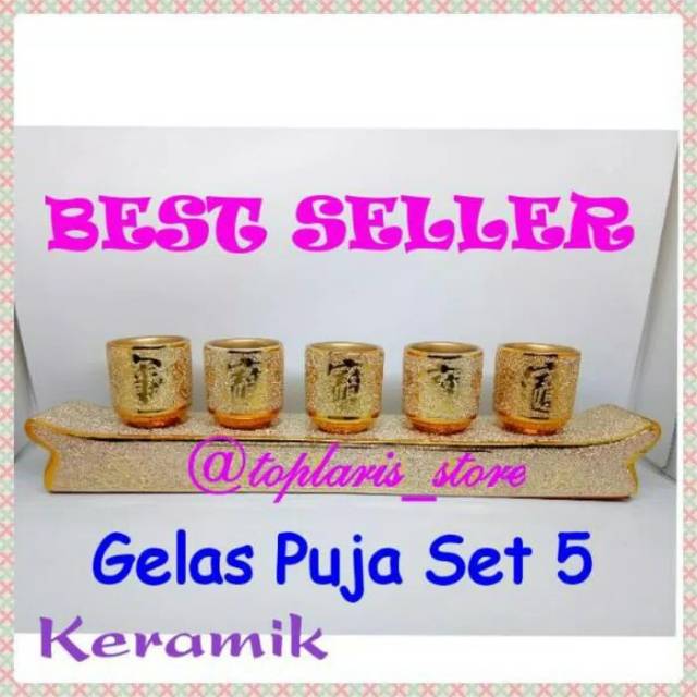 Gelas Sembahyang Set 3 Emas Keramik 803