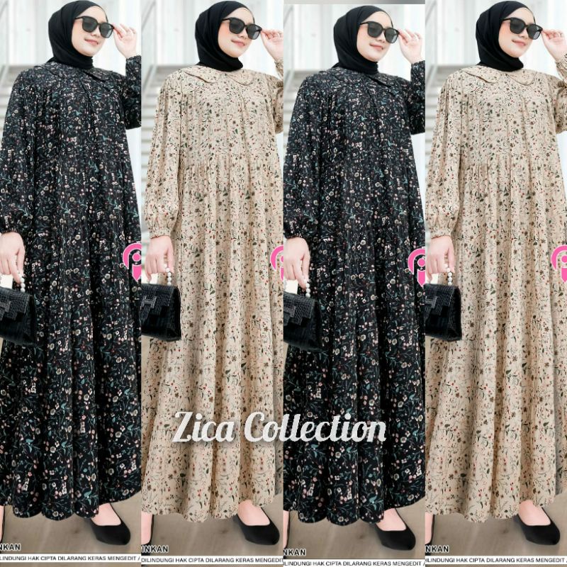 Midi Dress Berkerah Polka Original Pinkan Gamis Home Dress Busui Rayon Premium Homey / Poky Larisa L