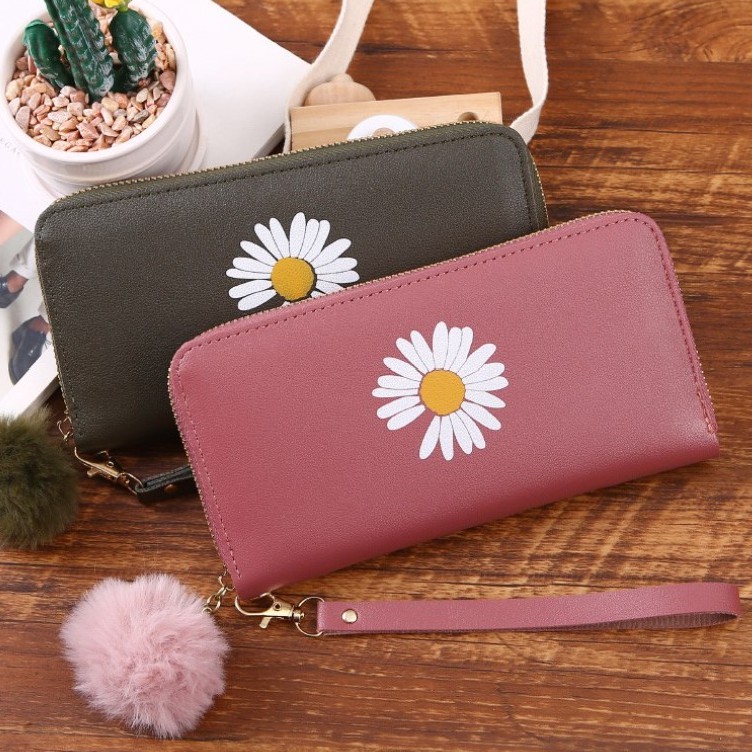 WBS - Dompet Wanita Koin / kartu Dompet Wanita Panjang Motif Bunga Daisy Korean Fashion / TF048-7