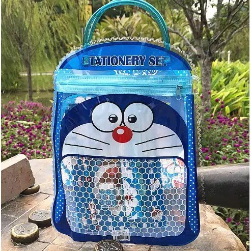 SET ALAT TULIS ANAK SEKOLAH MOTIF KARTUN / STATIONARY SET FREE BAG