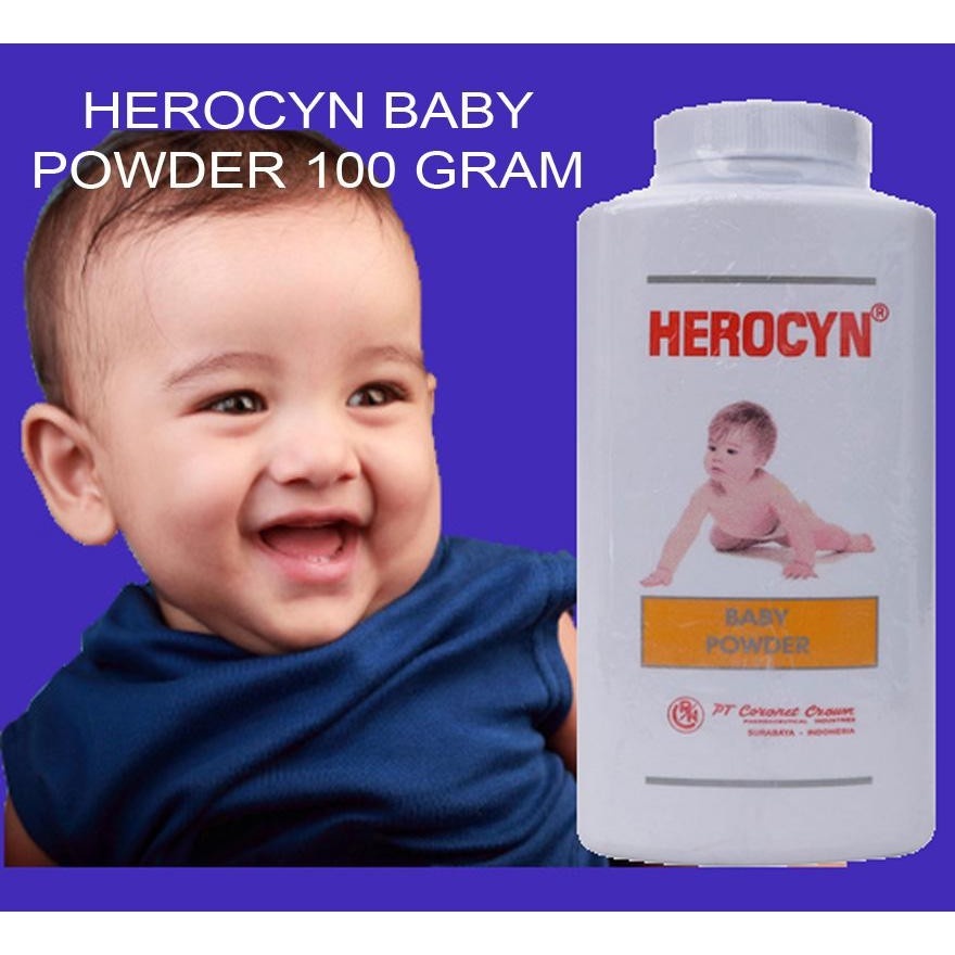 Herocyn Bedak Bayi/ Bedak Bayi Halus dan Harum, Aman di Kulit Bayi/ Herocyn Baby Powder 100 Gram