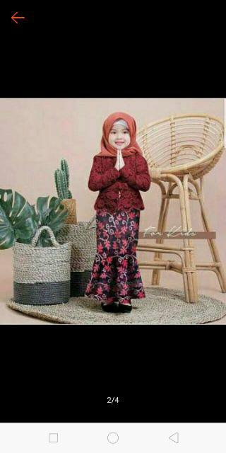 Rdr Kid Sheireen Batik Kebaya Anak Lucu Umur 4 5 6 Tahun Kebaya Lengan Panjang Rok Motif Batik